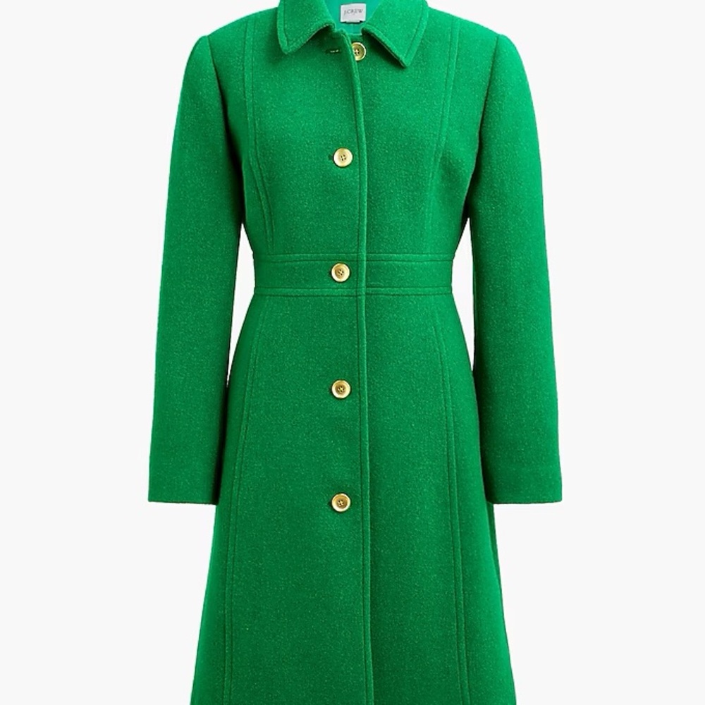 J.Crew Emerald Green Onyx Wool Lady Day Coat - NEW with Tags